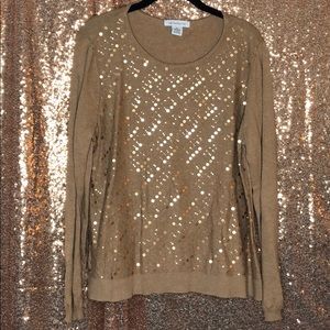 Liz Claiborne Tan Sequin Sweater